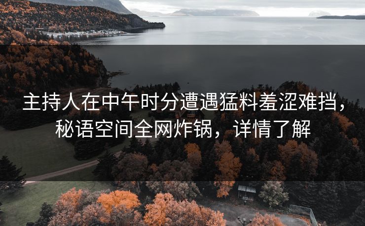 主持人在中午时分遭遇猛料羞涩难挡，秘语空间全网炸锅，详情了解