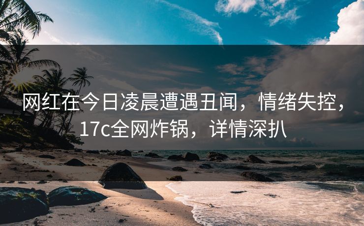 网红在今日凌晨遭遇丑闻,情绪失控,17c全网炸锅,详情深扒 网红在今日凌晨遭遇丑闻,情绪失控,17c全网炸锅,详情深扒