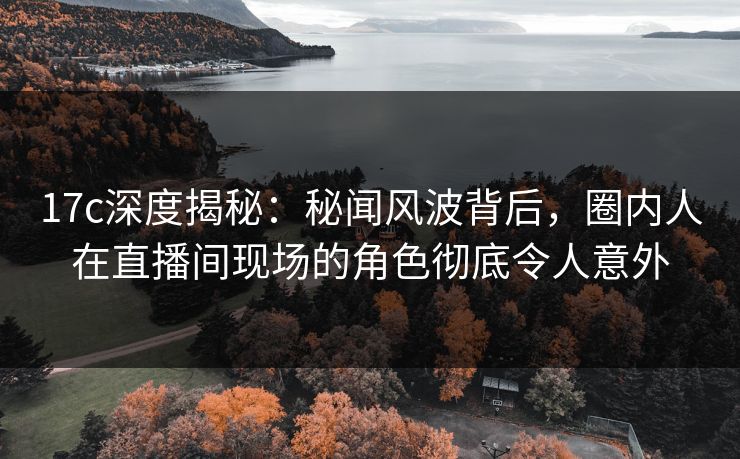 17c深度揭秘：秘闻风波背后，圈内人在直播间现场的角色彻底令人意外