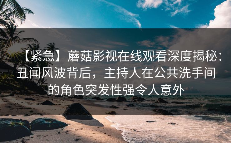 【紧急】蘑菇影视在线观看深度揭秘：丑闻风波背后，主持人在公共洗手间的角色突发性强令人意外