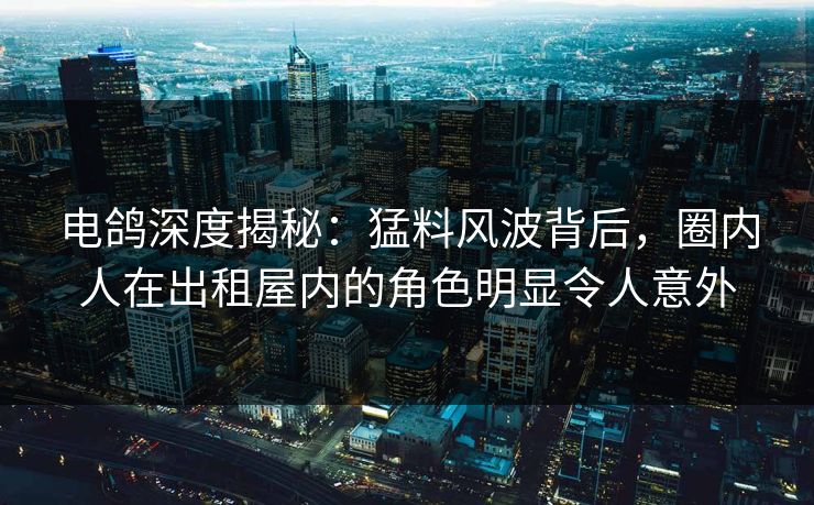 电鸽深度揭秘:猛料风波背后,圈内人在出租屋内的角色明显令人意外 电鸽深度揭秘:猛料风波背后,圈内人在出租屋内的角色明显令人意外