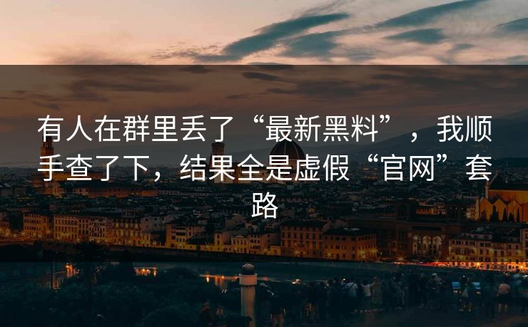 有人在群里丢了“最新黑料”,我顺手查了下,结果全是虚假“官网”套路 有人在群里丢了“最新黑料”,我顺手查了下,结果全是虚假“官网”套路